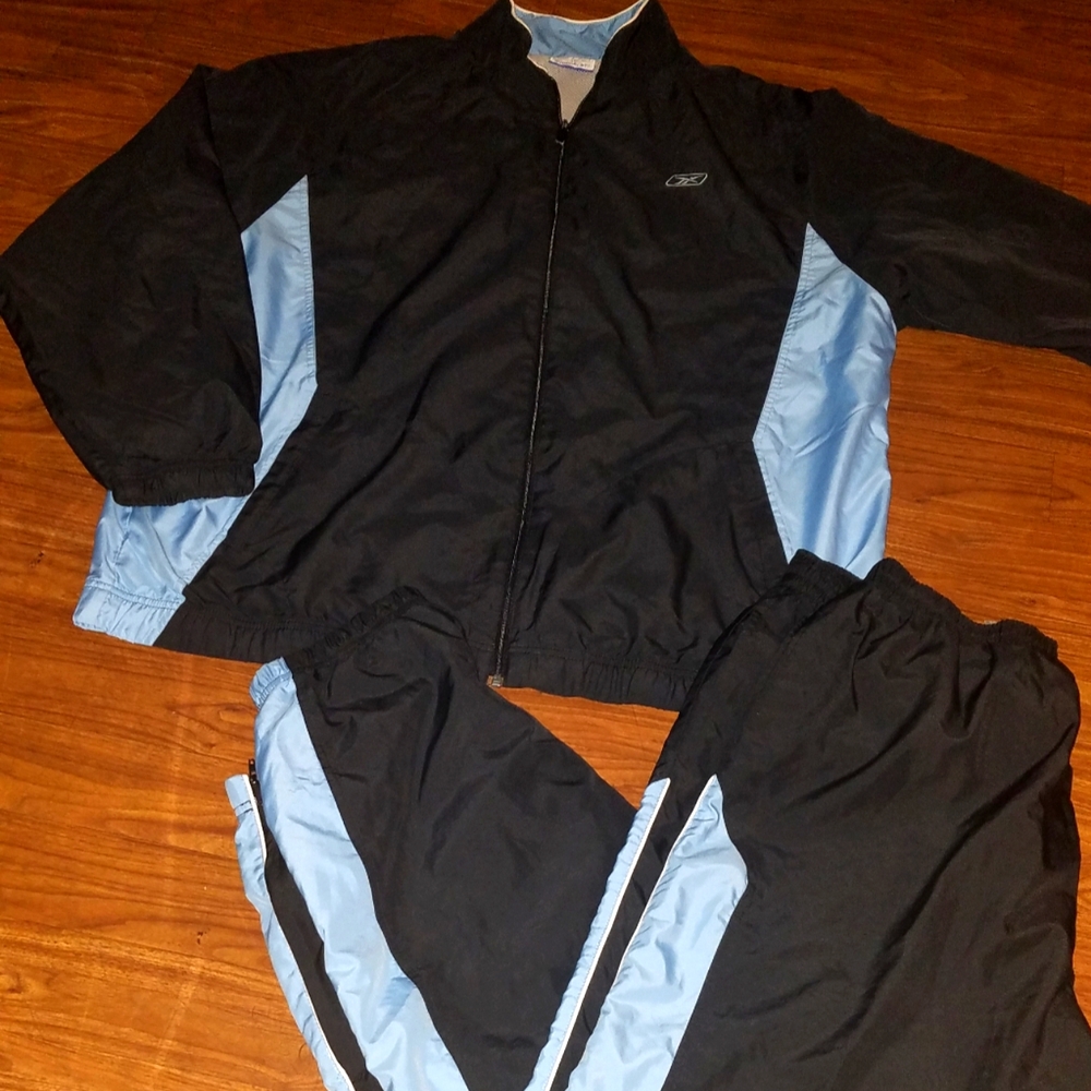 Vintage Retro Reebok Mens Tracksuit Set of 2 (1Jacket, 1 Pair of Track Pants)
